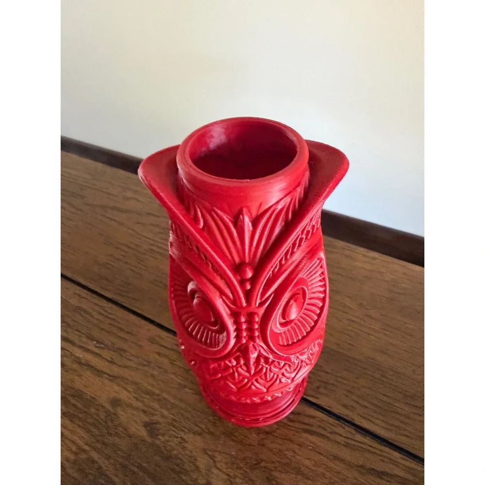 Owl Fairy Lamp Red 3D Printed Viking Fairy Lamp Style Textured